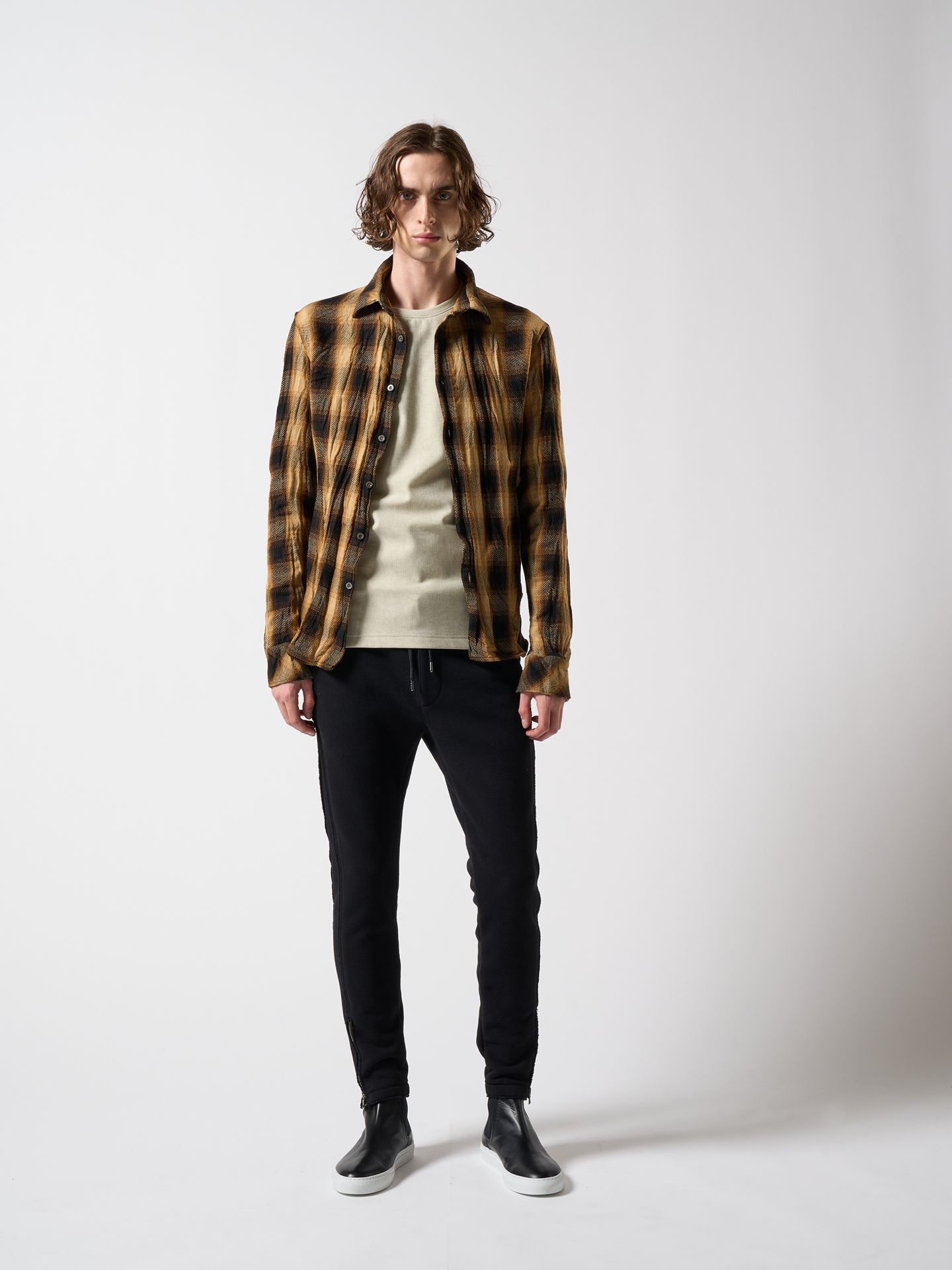 【予約品】 twist wrinkle check / シャツ / イエロー