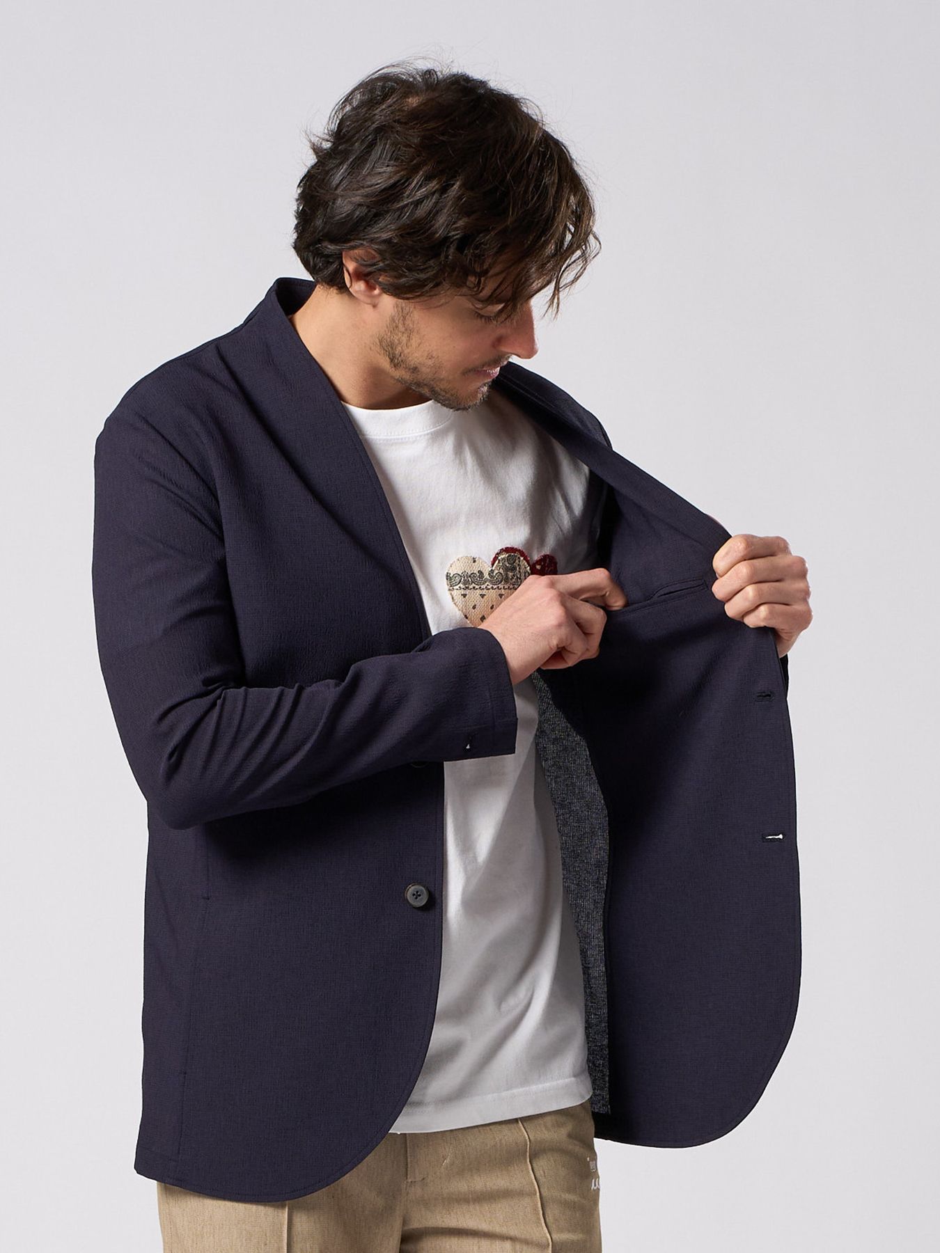 【予約品 1月25日(日) 締切】solid collar single jacket / ソリッドカラー シングル ジャケット / ネイビー