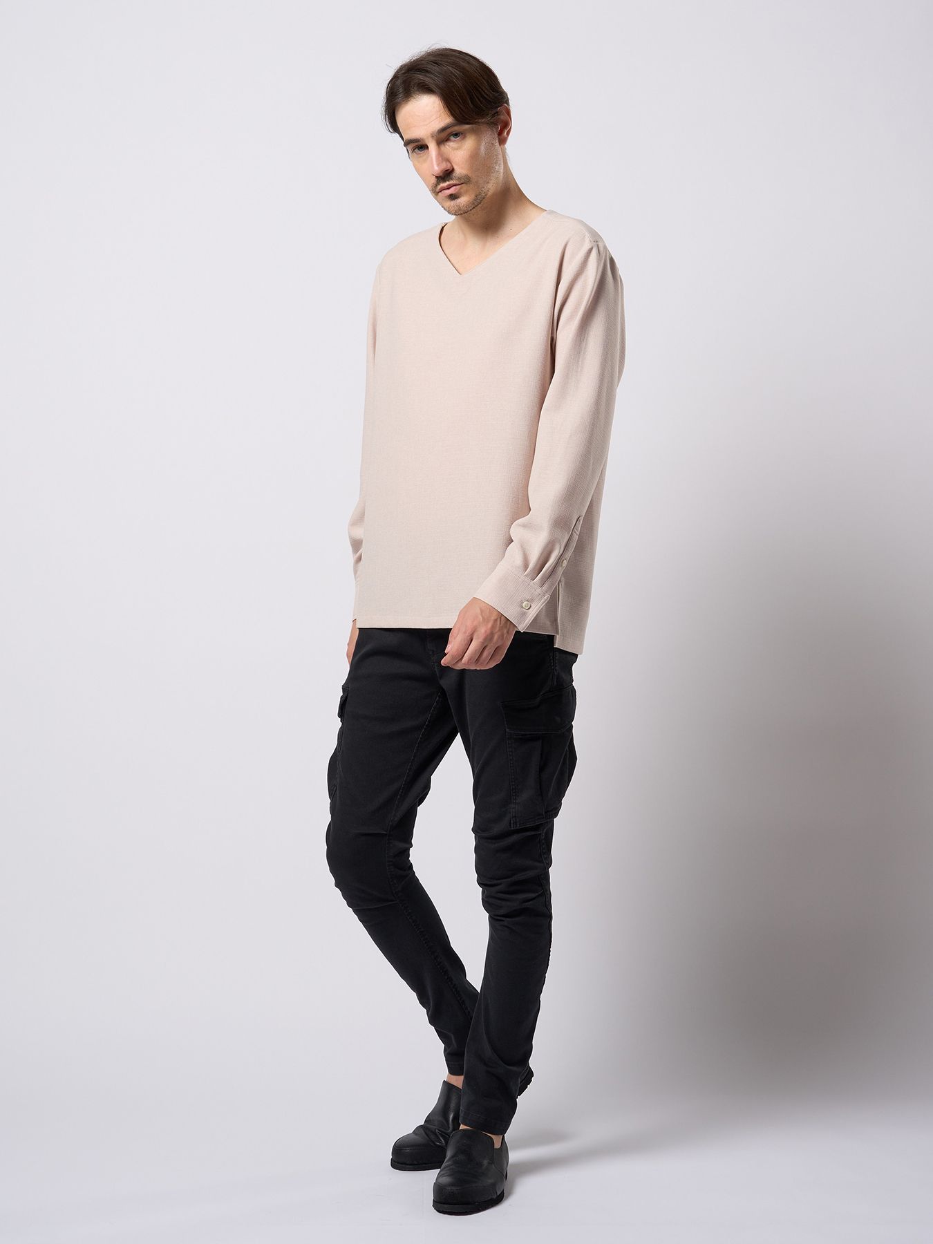 【予約品 9月23日(火) 締切】boat V-neck pullover shirt / ボートVネック プルオーバーシャツ / ナチュラル