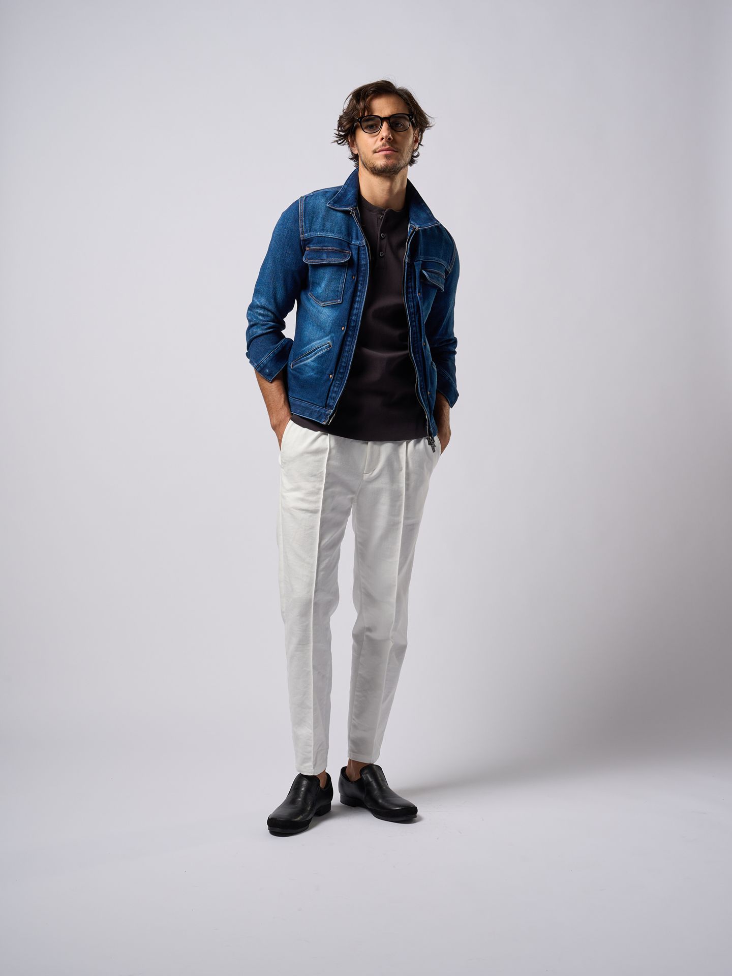 【予約品9月19日 10時締め】 denim jersey zip blouson / ブルゾン / used