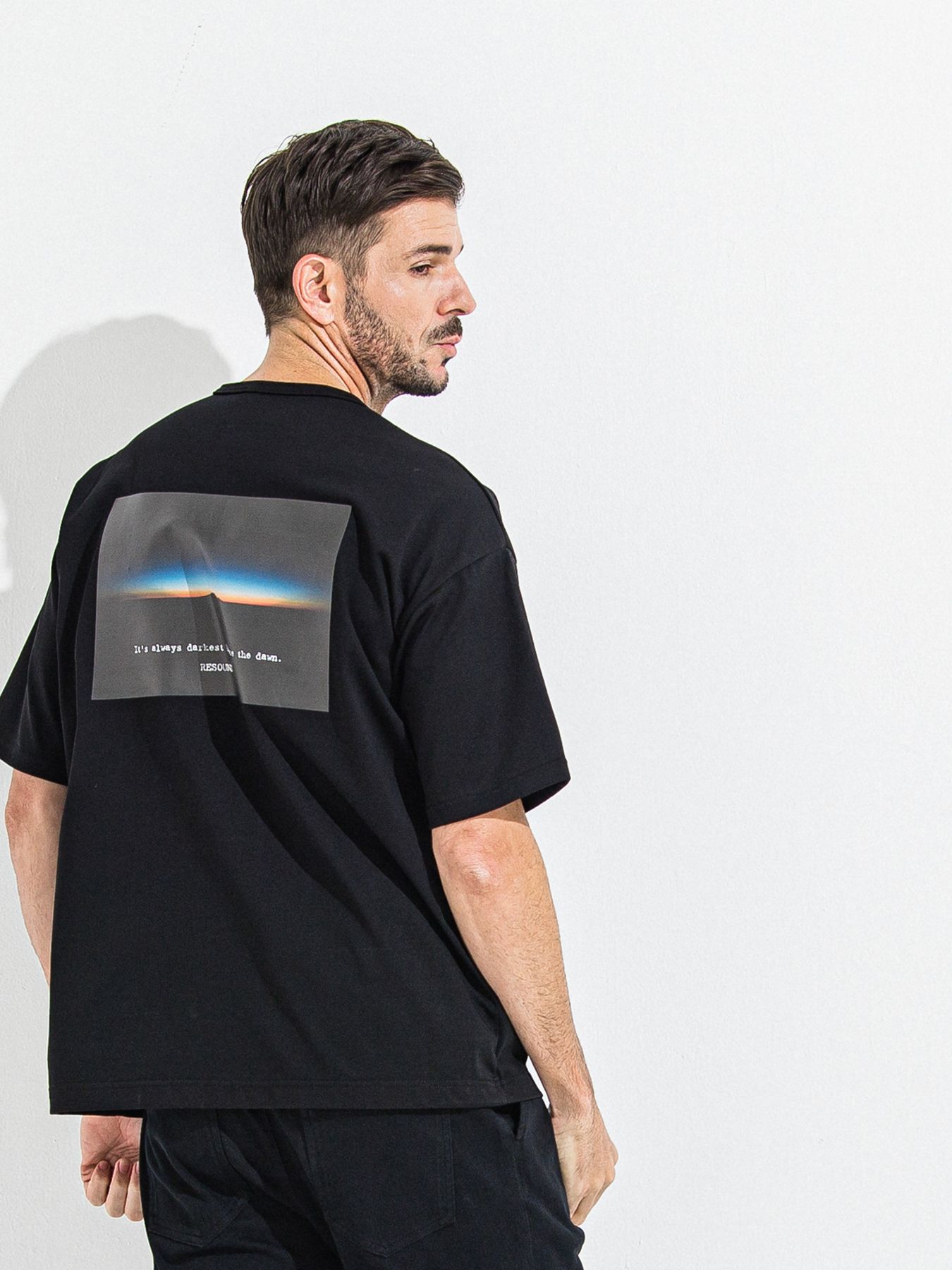 【予約品 】YOAKE PHOTO OVER TEE /  フォトオーバーサイズTシャツ / ブラック