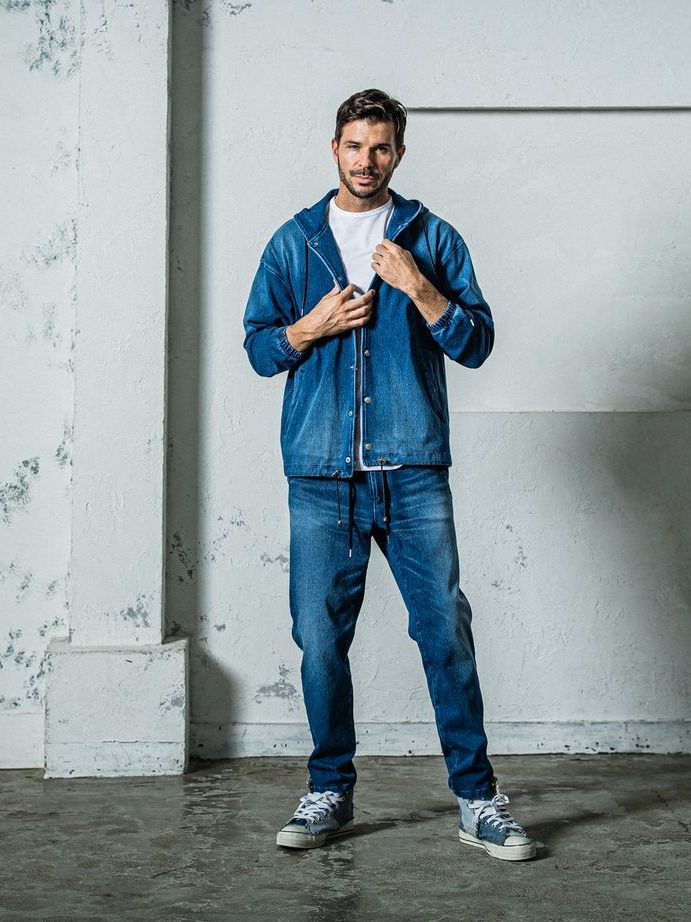 《予約11月17日19時締め》 DENIM JERSEY  coach hoodie / ジャケットパーカー / ダークインディゴ