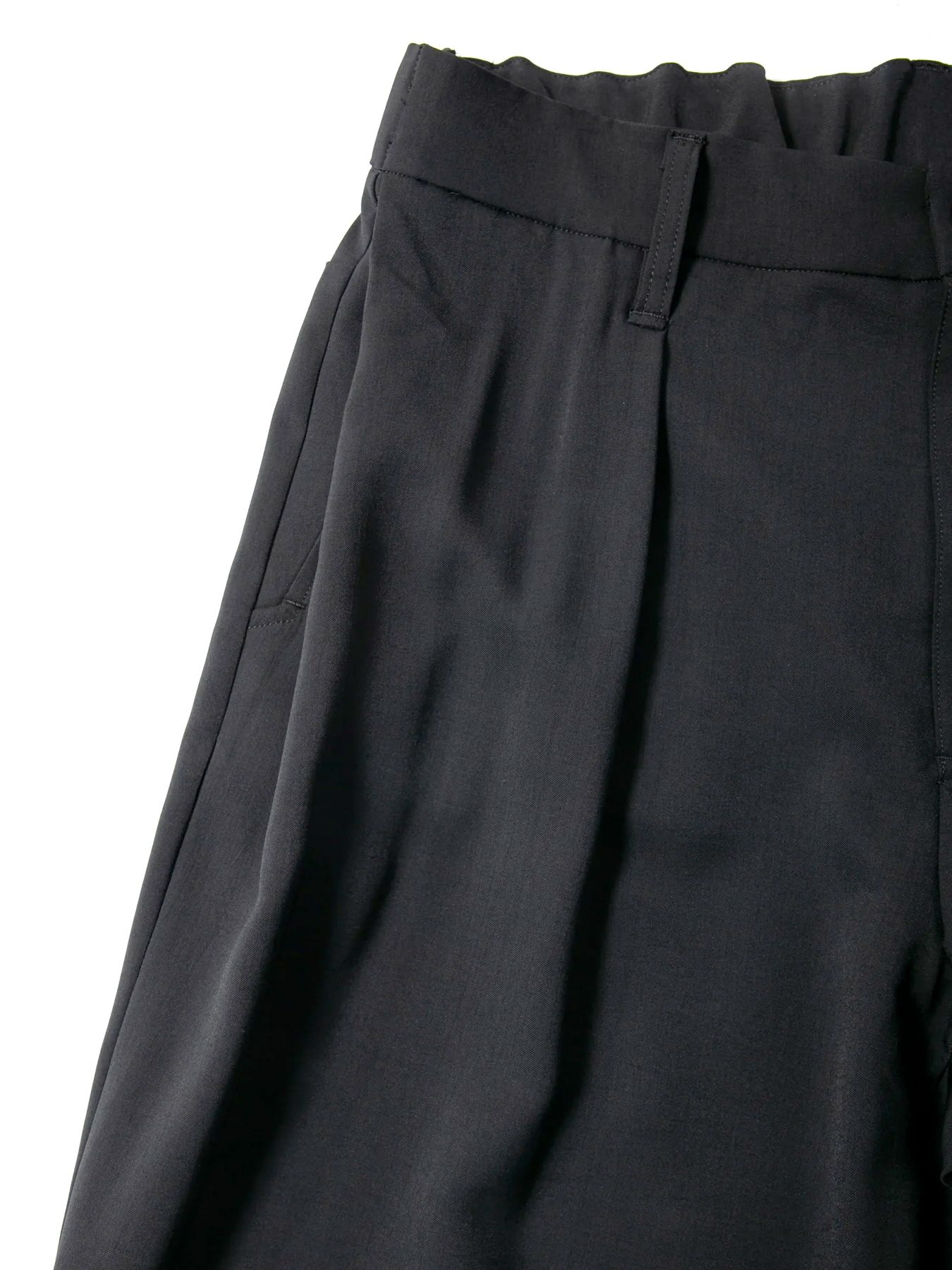 ワイドパンツPolyester Stretch Twill Barrel Wide Pants / ポリエステル ストレッチ ツイル バレル  / ブラック