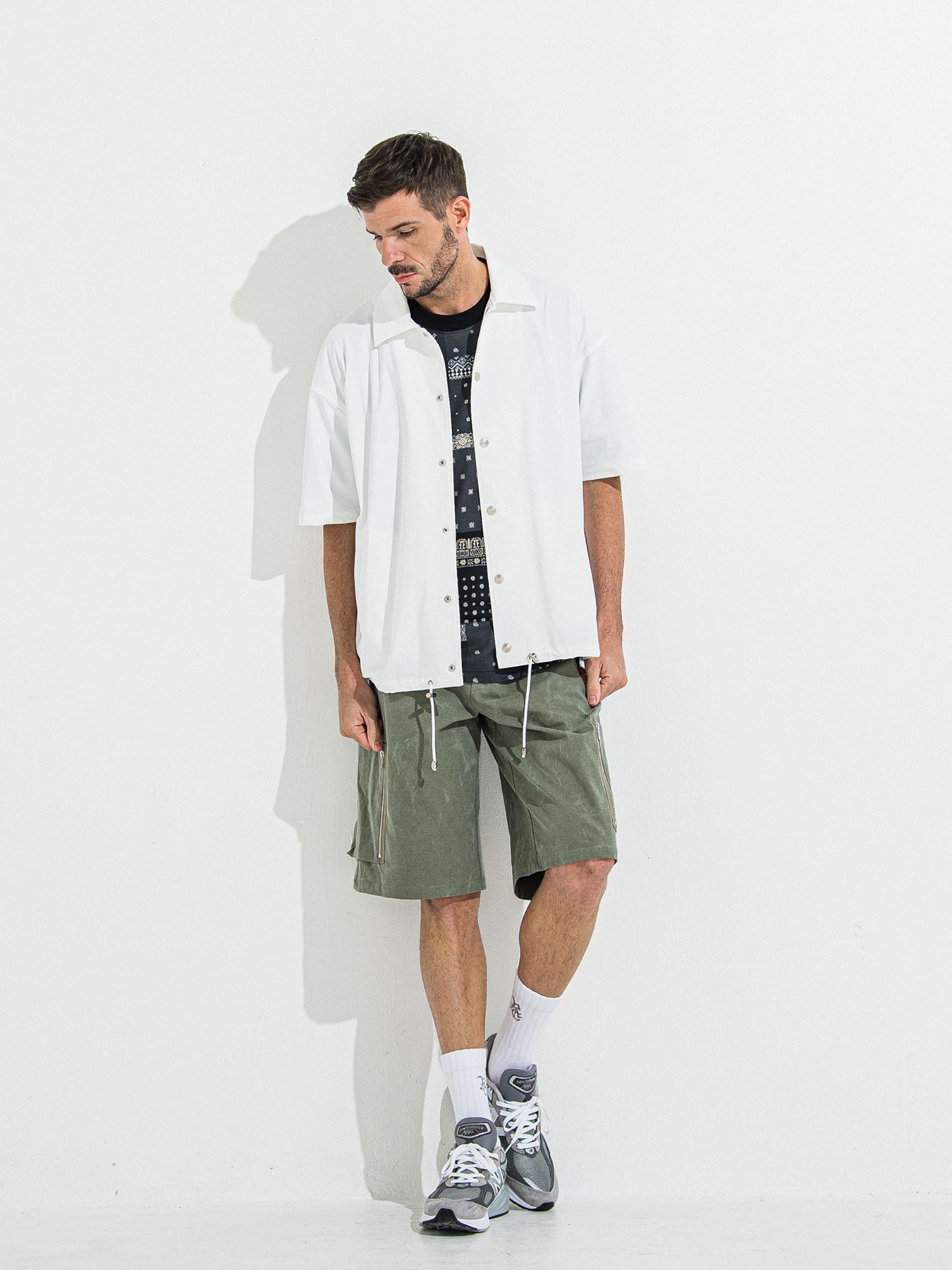 【予約品 】NYLON HALF COACH JACKET / ナイロンハーフコーチジャケット / ホワイト