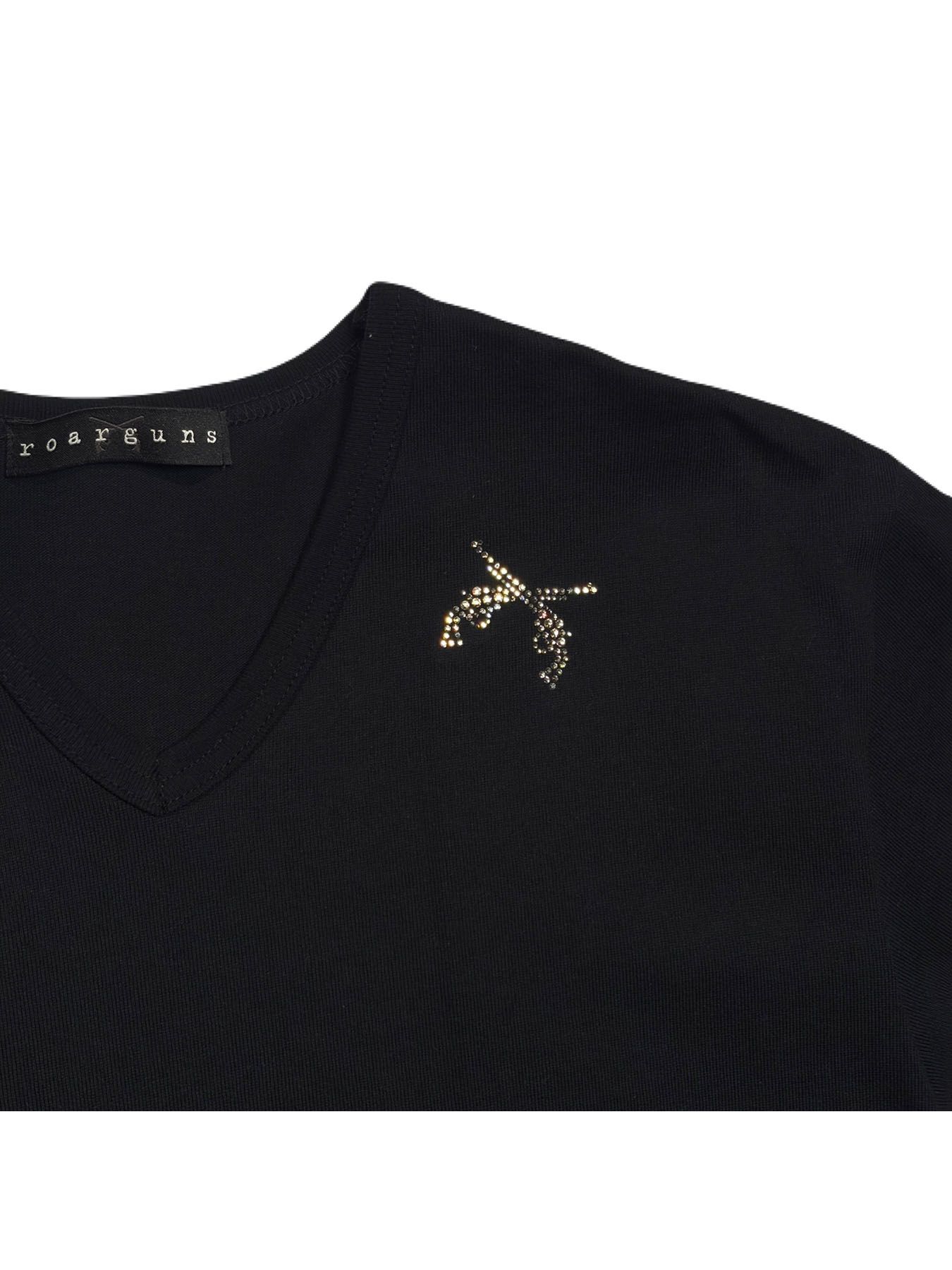【予約品 3月9日(月) 18:00 締切】SMALL CROSSGUNS T / クリスタル スモールクロスガン Vネック Tシャツ / ブラック