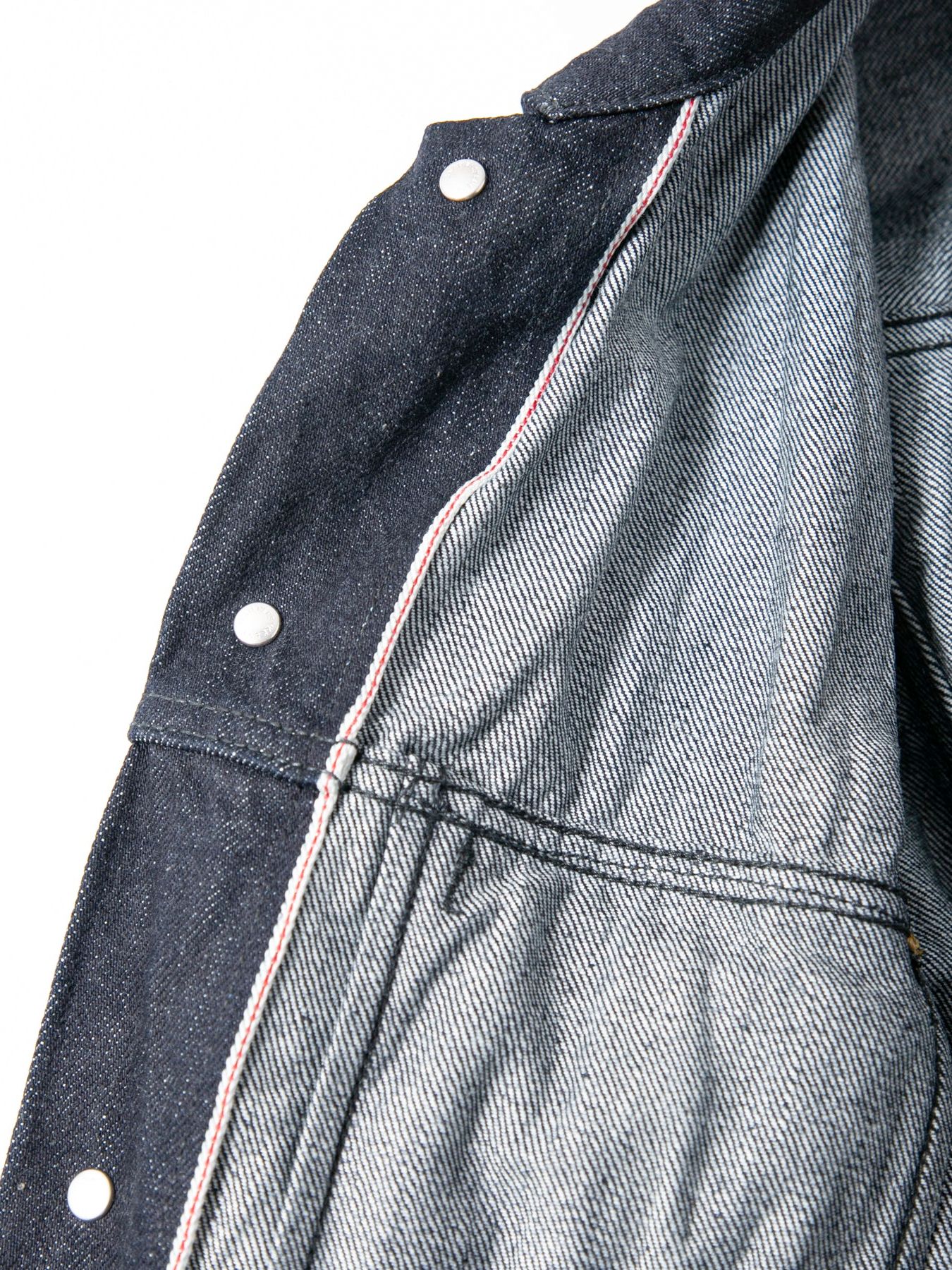 14oz Deep Blue Heavy Selvage Denim Leather Sleeve G Jean Blouson / 14oz ディープブルー ヘビーセルヴィッチ デニム 袖革 Gジャン / BLITZ / インディゴ（ワンウォッシュ）