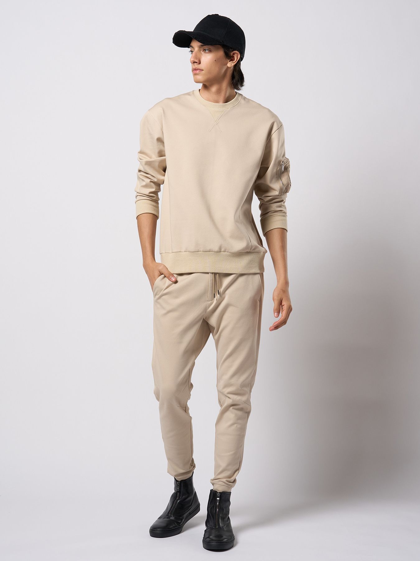 【予約品 9月23日(火) 締切】basic rib sweat pants / ベーシック リブスウェットパンツ / ライトベージュ