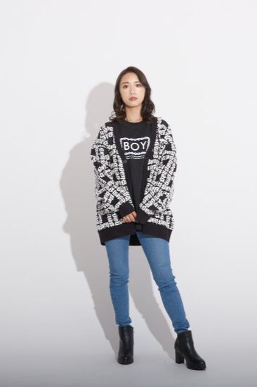 BOY LONDON - MOSAIC PATTERNED KNIT CARDIGAN/ ブラック 【BOY LONDON