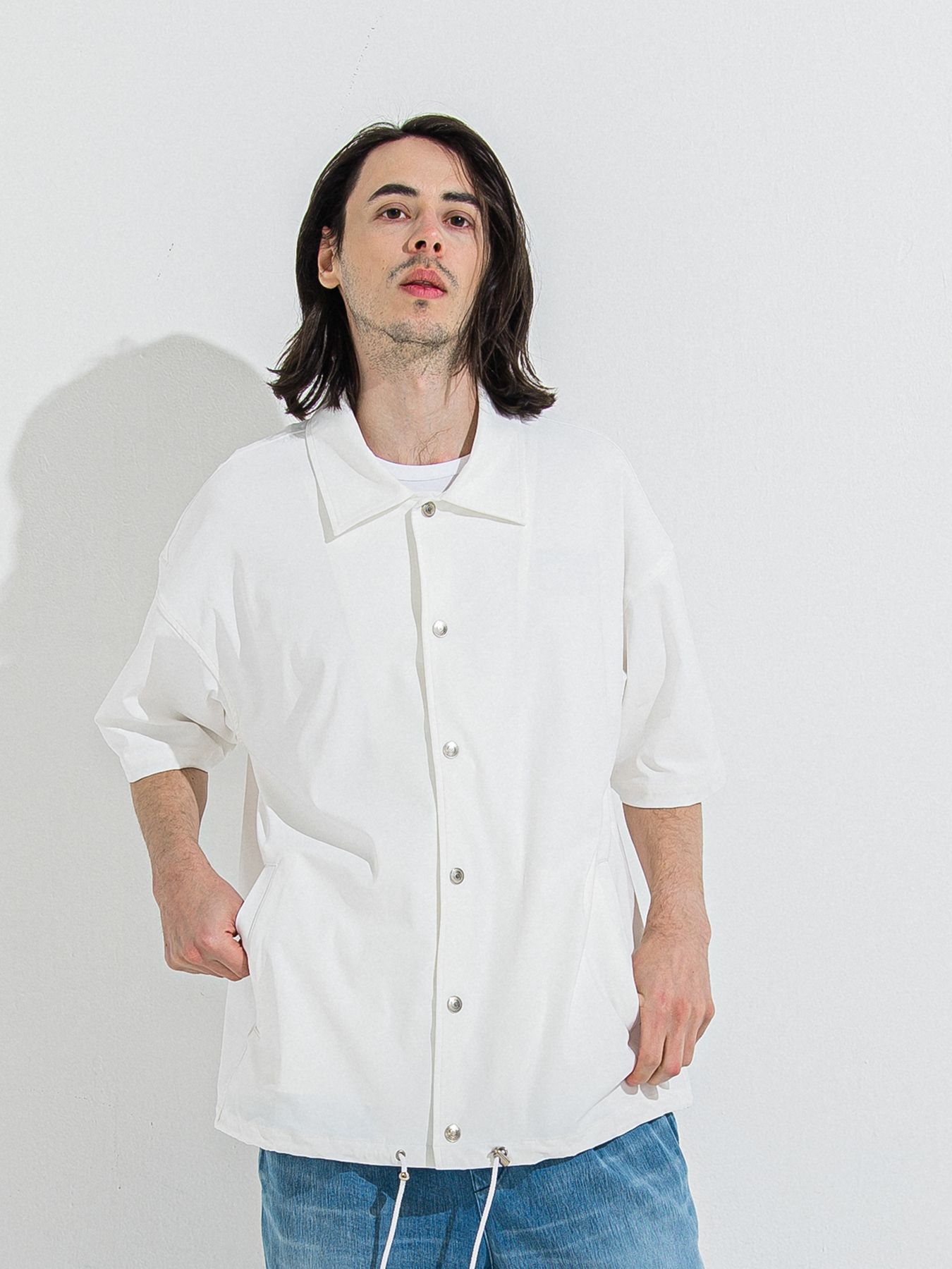 【予約品 】NYLON HALF COACH JACKET / ナイロンハーフコーチジャケット / ホワイト