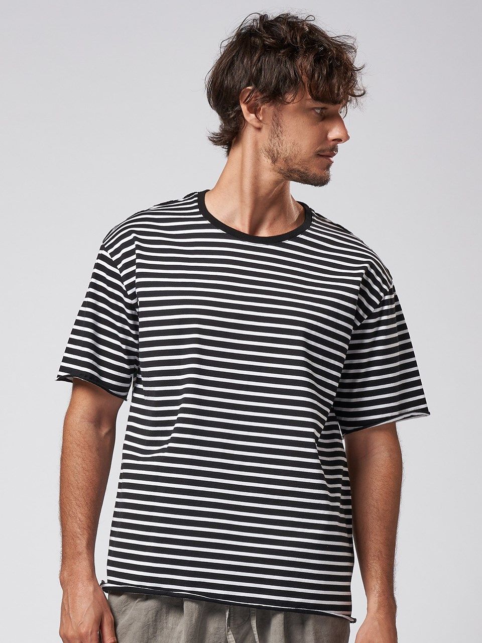 《予約品》 wide cut-off border S/S / ボーダーTシャツ / ブラック