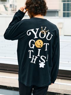 5.6ozコットン天竺 YOU GOT THIS シークインLS Tシャツ / ブラック
