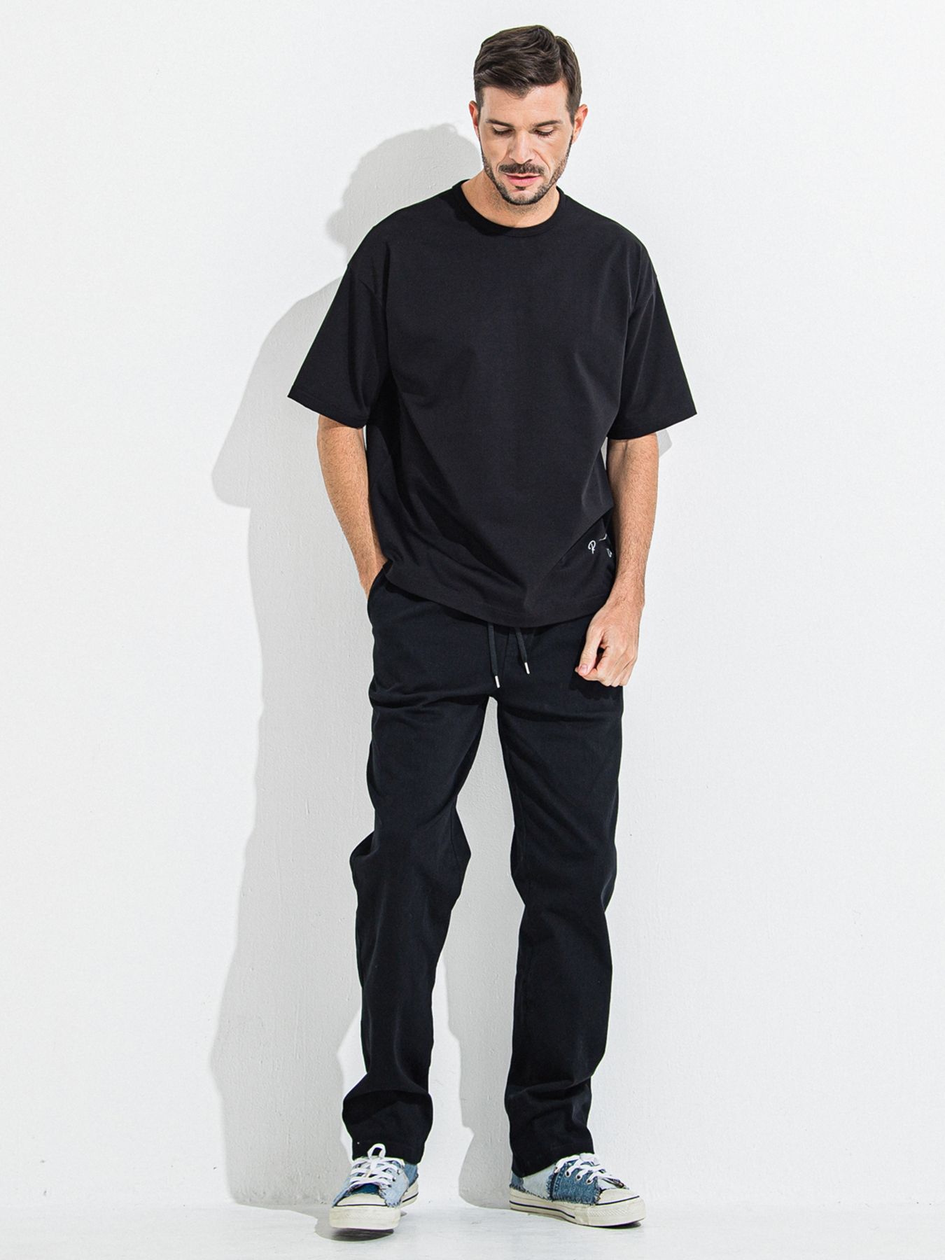 【予約品 】DENIM JERSEY WIDE PT / デニムジャージワイドパンツ / ブラック