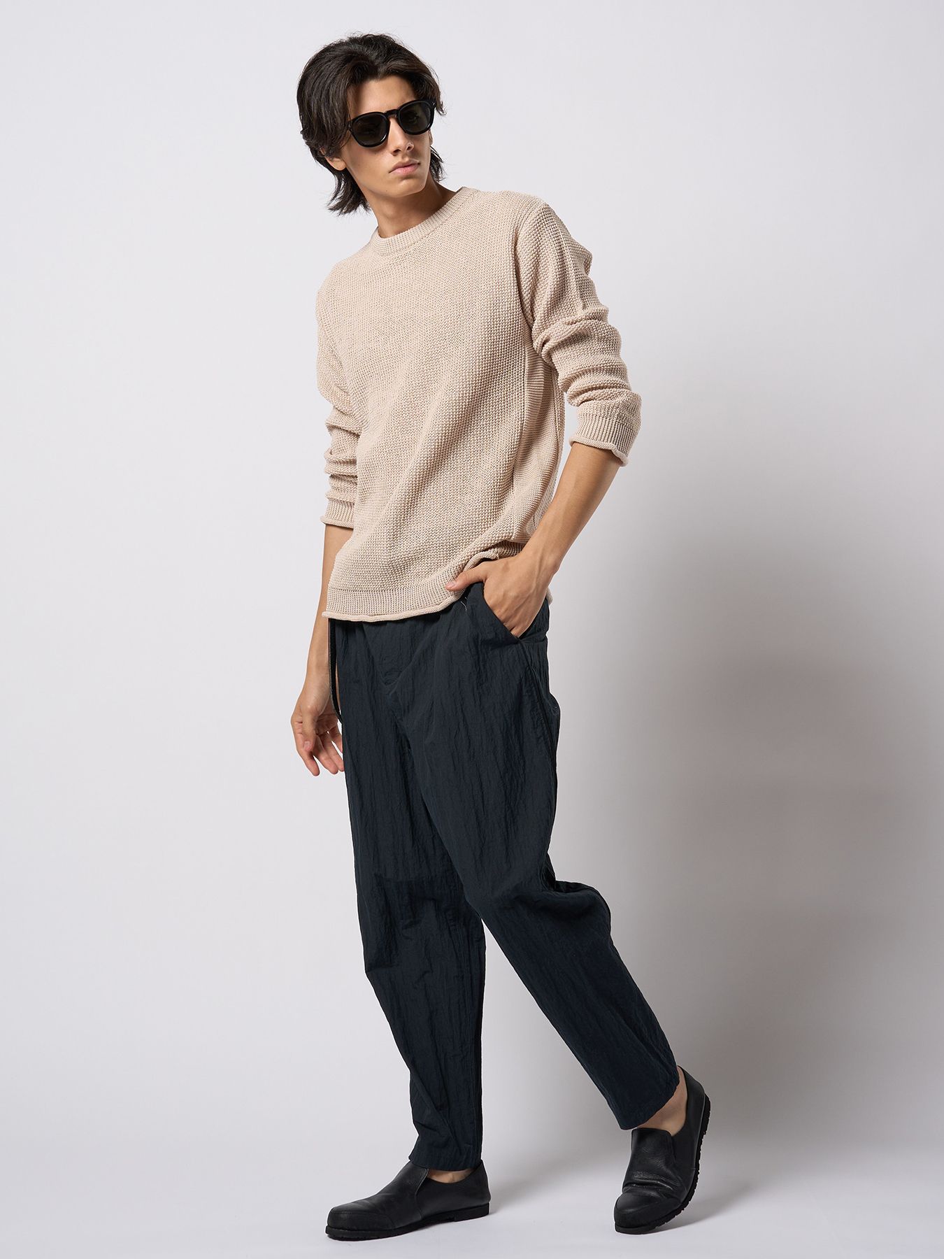 【予約品 9月23日(火) 締切】GIMA crew summer knit / 擬麻クルーサマーニット / ライトベージュ
