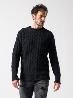 plating cable knit turtle / プルオーバー / ブラック