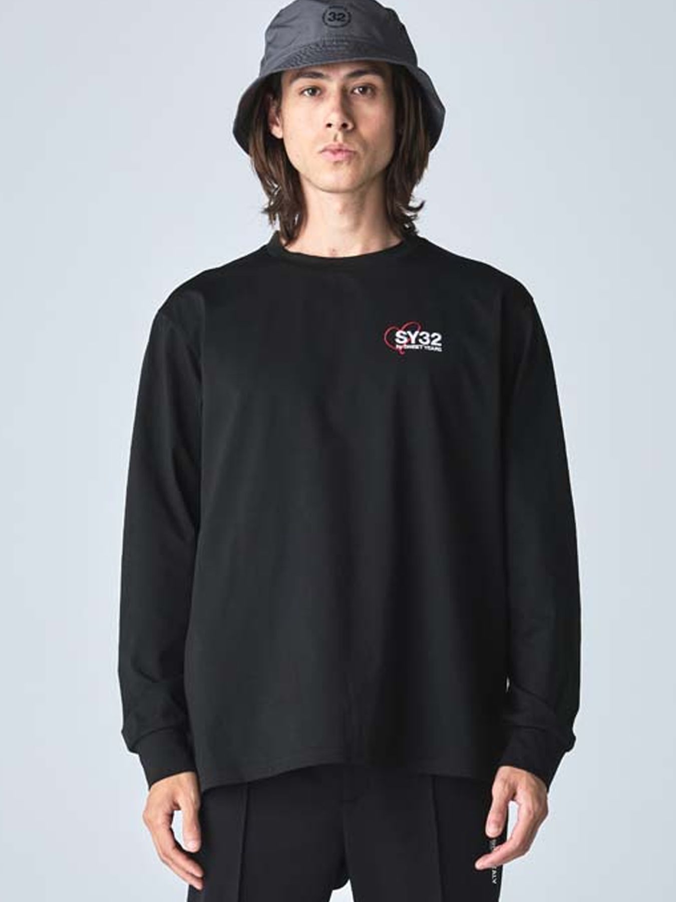 HEART MIX LOGO L/S TEE / ハートミックスロゴ ロングスリーブTシャツ / ブラック【SY32 by SWEET YEARS】