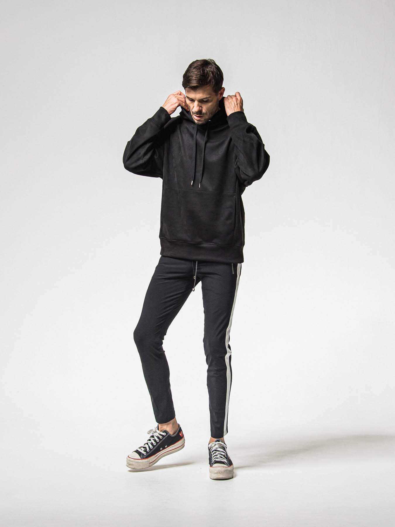 【予約品 8月31日(日) 締切】SUEDE LOOSE HOODIE / スウェード ルーズフーディ / ブラック