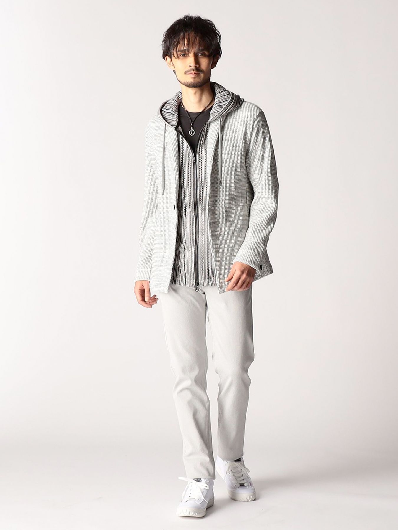 メランジワッフルカットジャケット / ホワイト 【NICOLE CLUB FOR MEN】