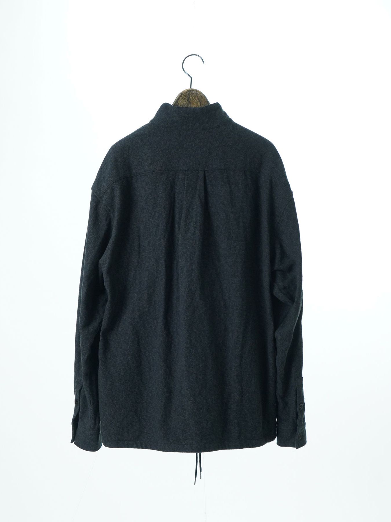 【予約品 】STANDPULL / ジッププルオーバーシャツ / チャコール× ブラック