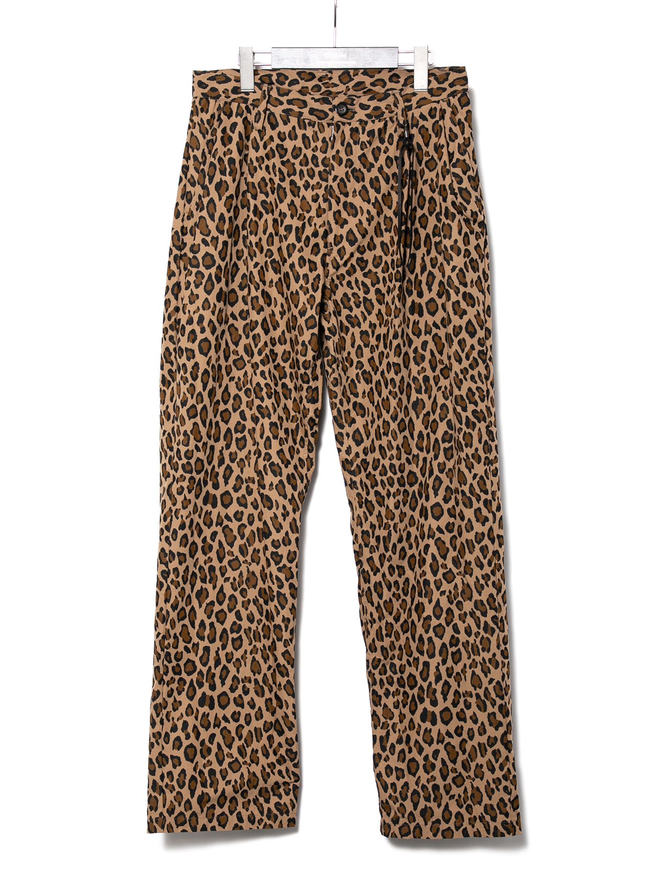 【予約品 10月12日(日) 締切】Leopard Printed Cotton Nylon Tapered Wide Pants / コットン ナイロン豹柄プリント テーパード ワイド パンツ / ブラウン豹柄