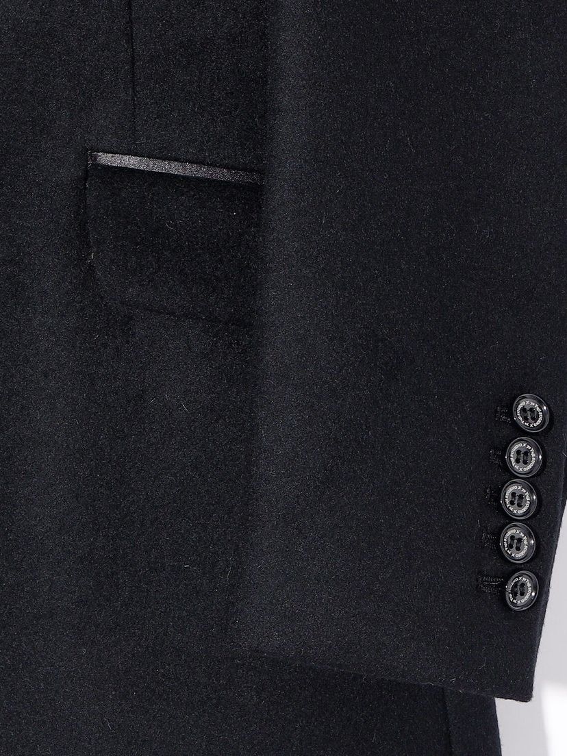 Lamb Beaver wool Changing Long Chester Coat / ブラック・襟サテン生地 【ys Yuji SUGENO】