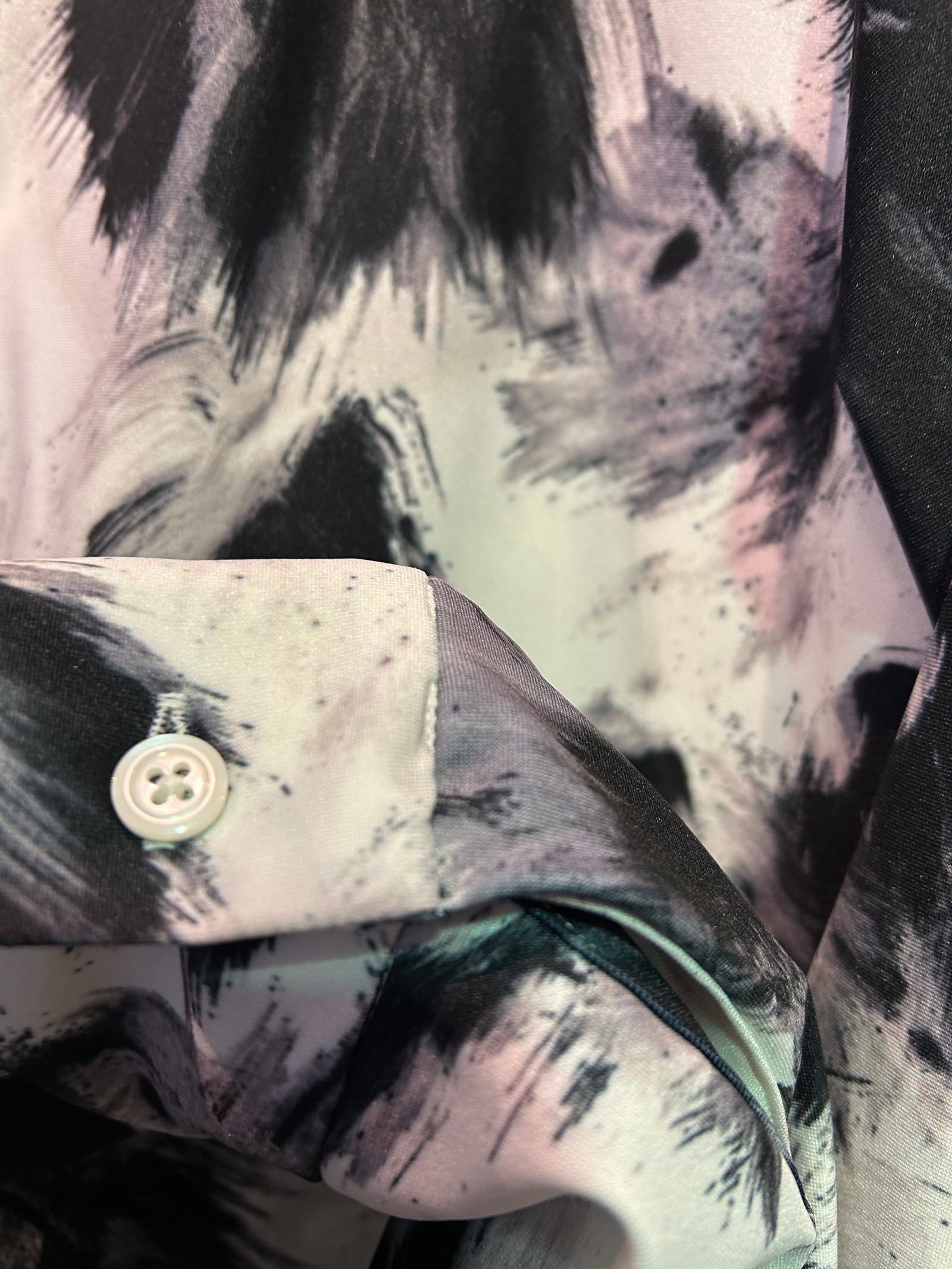 【フラワー柄】長袖 プリント ストレッチシャツ