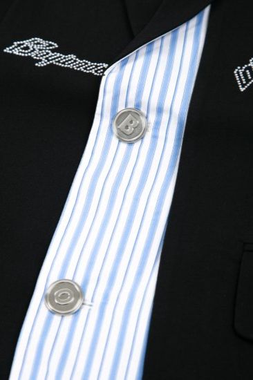 RHINESTONE TAILORED VEST/ ブラック【BOY LONDON】
