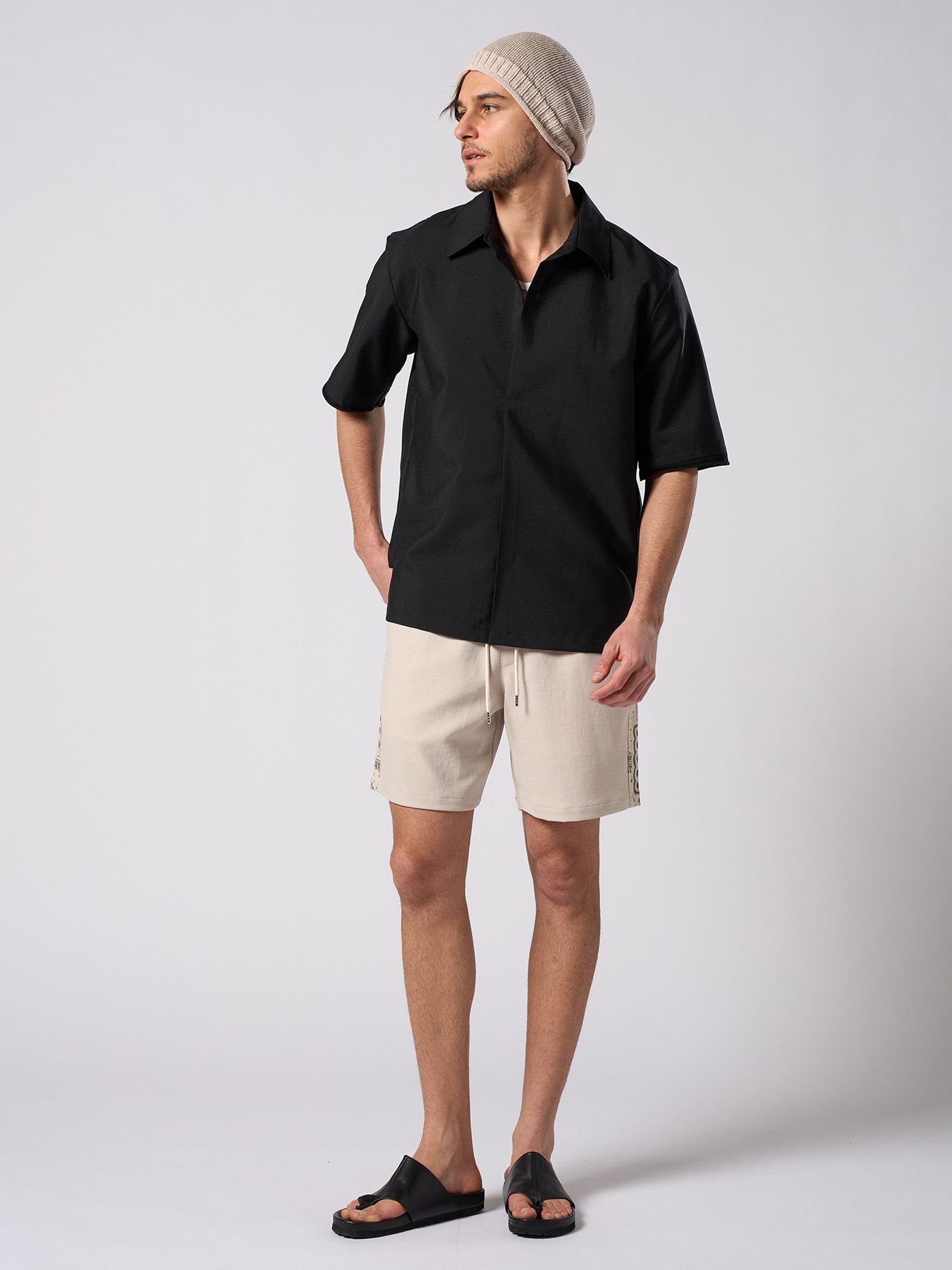 【予約品 1月25日(日) 締切】skipper shirt H/S / スキッパー ハーフスリーブシャツ / ブラック