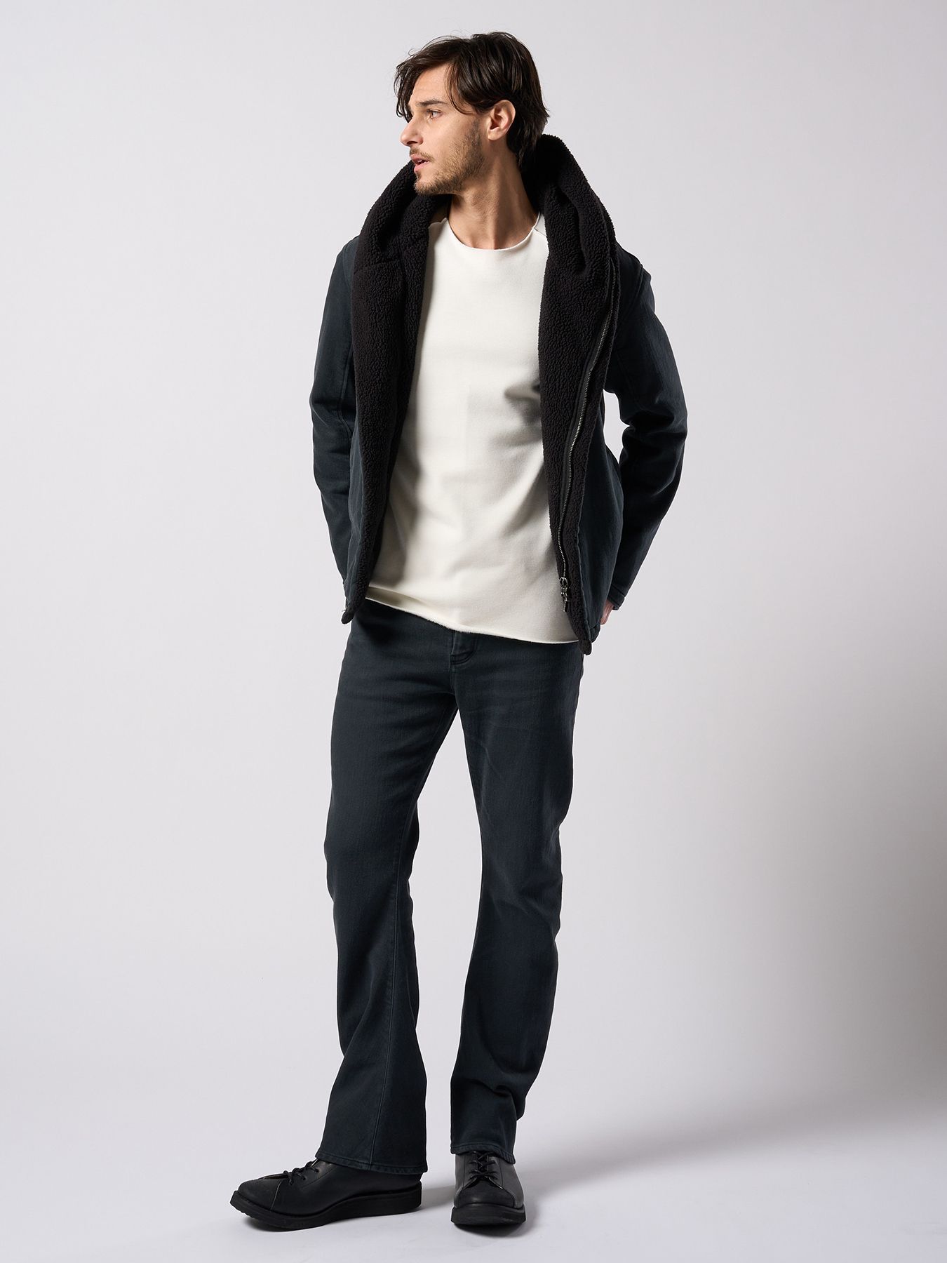 【予約品 4月19日(日) 18時締切】back boa cut-off crew / バックボア カットオフ クルーネック/ ホワイト