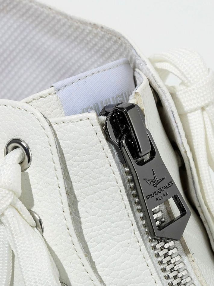 LUXURIOUS ZIP ハイカットスニーカーホワイト 【1PIU1UGUALE3 RELAX】