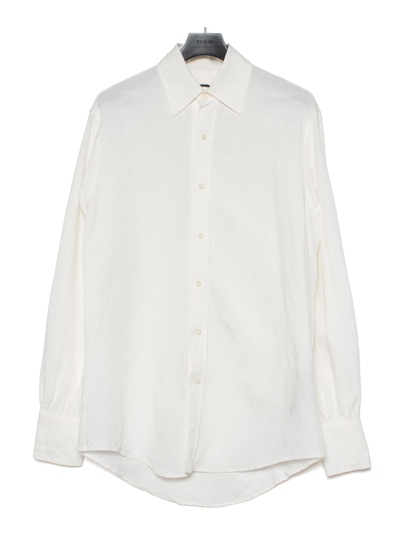 【予約品 9月27日(日) 締切】レーヨン リネン トロピカル ウォッシュ タンブラー仕上げ L/S ドレスシャツ / WHITE