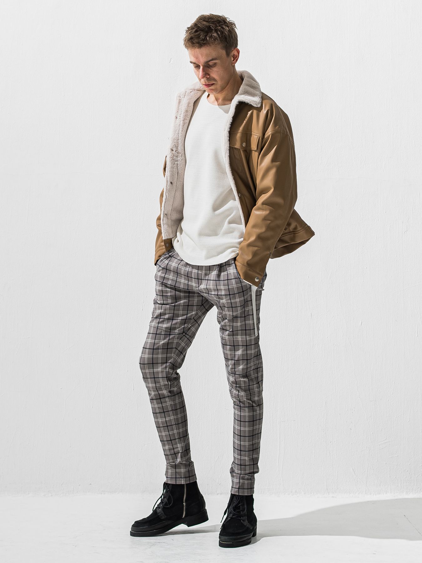 【予約品 9月6日(日) 締切】LEATHER FUR OVER G / レザー ファー オーバー Gジャン / ベージュ