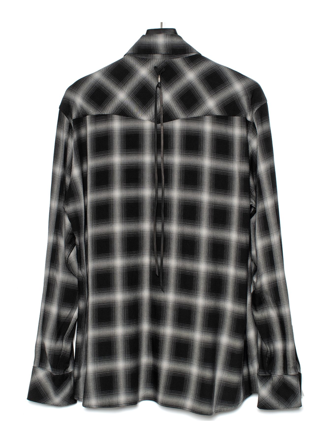 【予約品 9月27日(日) 締切】レーヨン ツイル オンブレーチェック ロングスリーブシャツ / BLACK