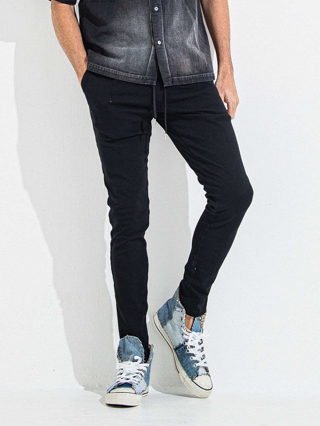 【予約品 】DENIM JERSEY CHRIS EASY TUCK PT / デニムジャージクリスイージータックパンツ / ブラック