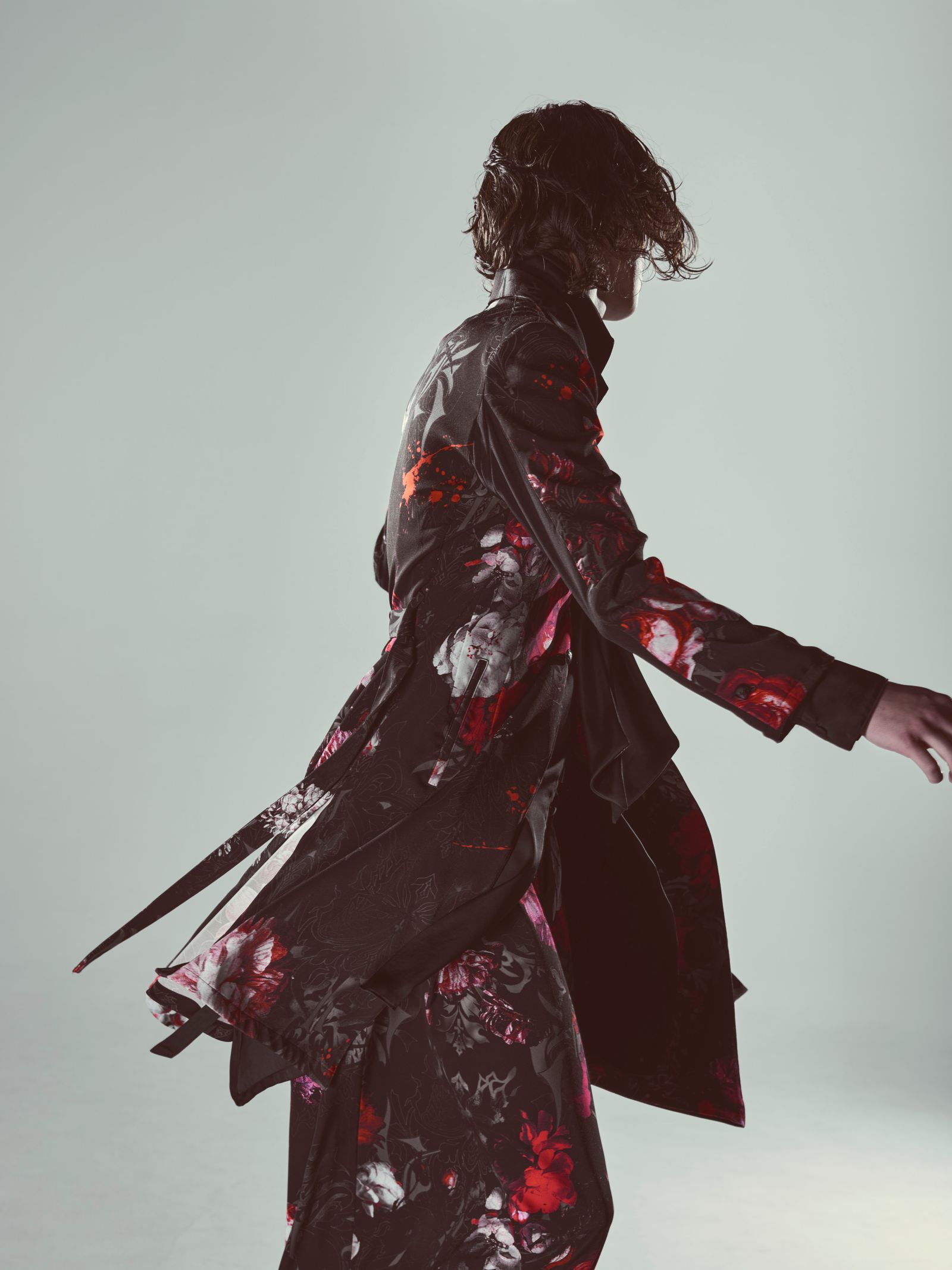 【予約品 6月29日(月) 締切】Goth Flora Suede Satin Flare Jacket / フレアジャケット / ブラック