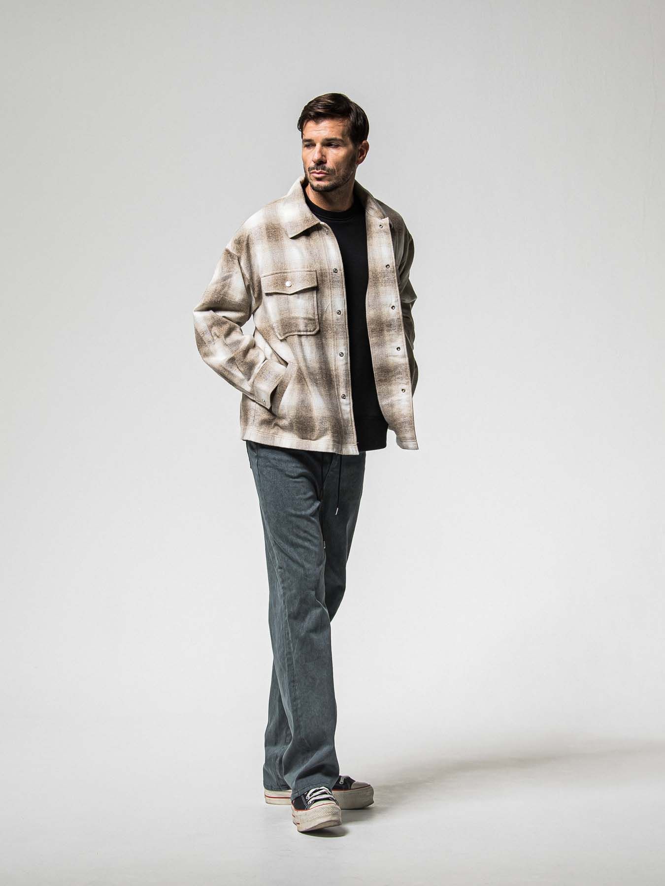 【予約品 8月31日(日) 締切】FLANNEL CHECK JK / フランネルチェック ジャケット / ブラウン