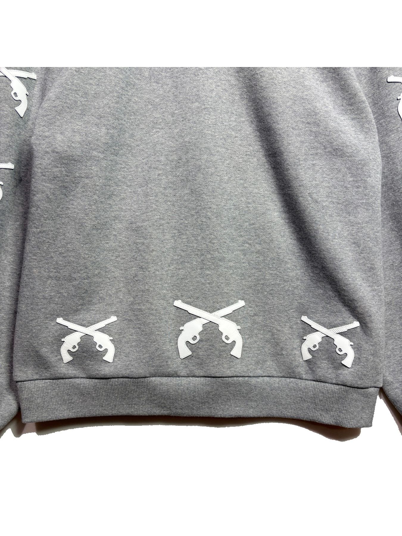 【予約品 3月9日(月) 18:00 締切】LEATHER PATCH HOODIE / レザーパッチ ジップフーディ  / グレー