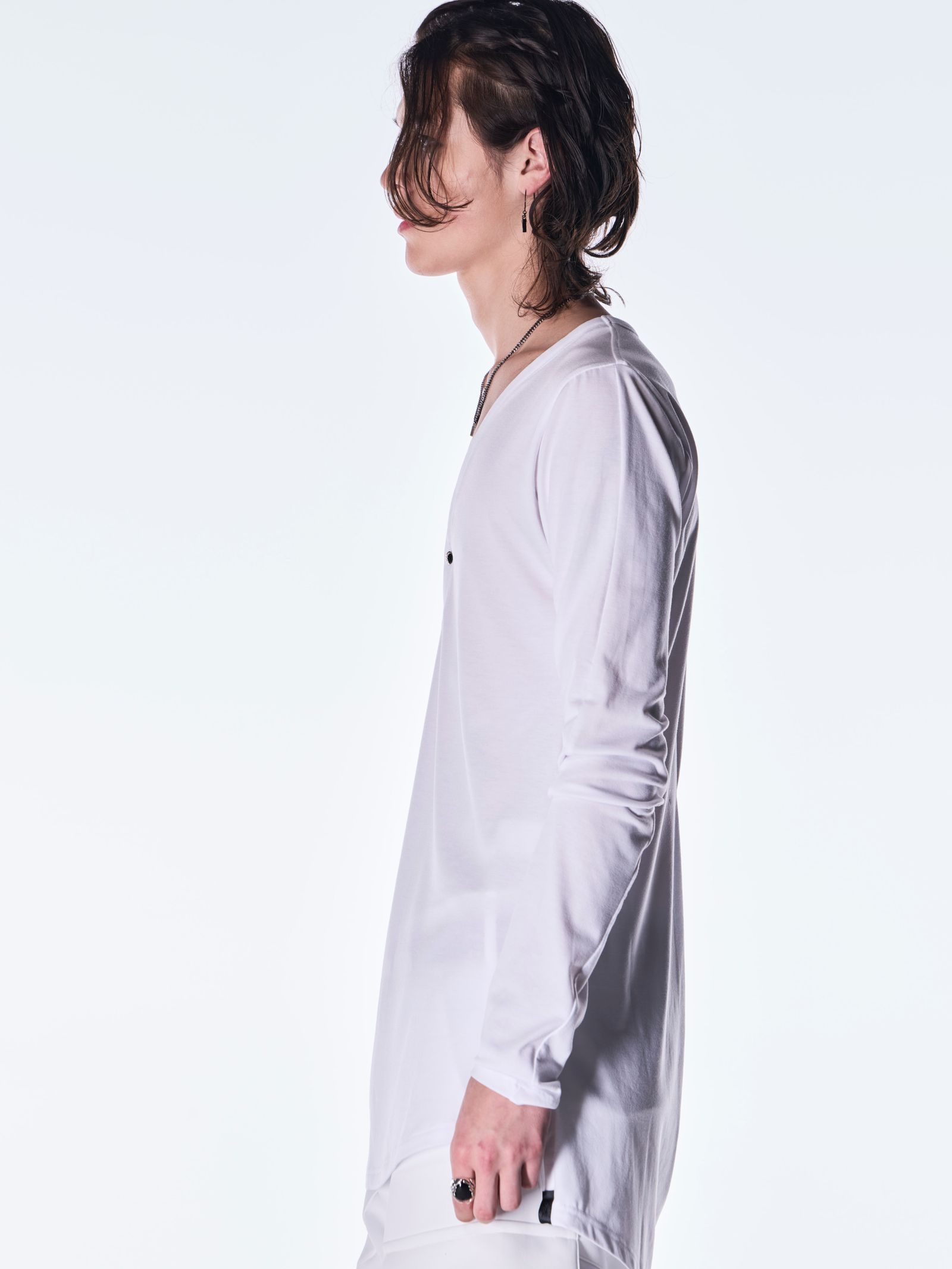 【予約品 6月29日(月) 締切】BEATENJIKU Henry Neck T-Shirt / ヘンリーネック Tシャツ / ホワイト