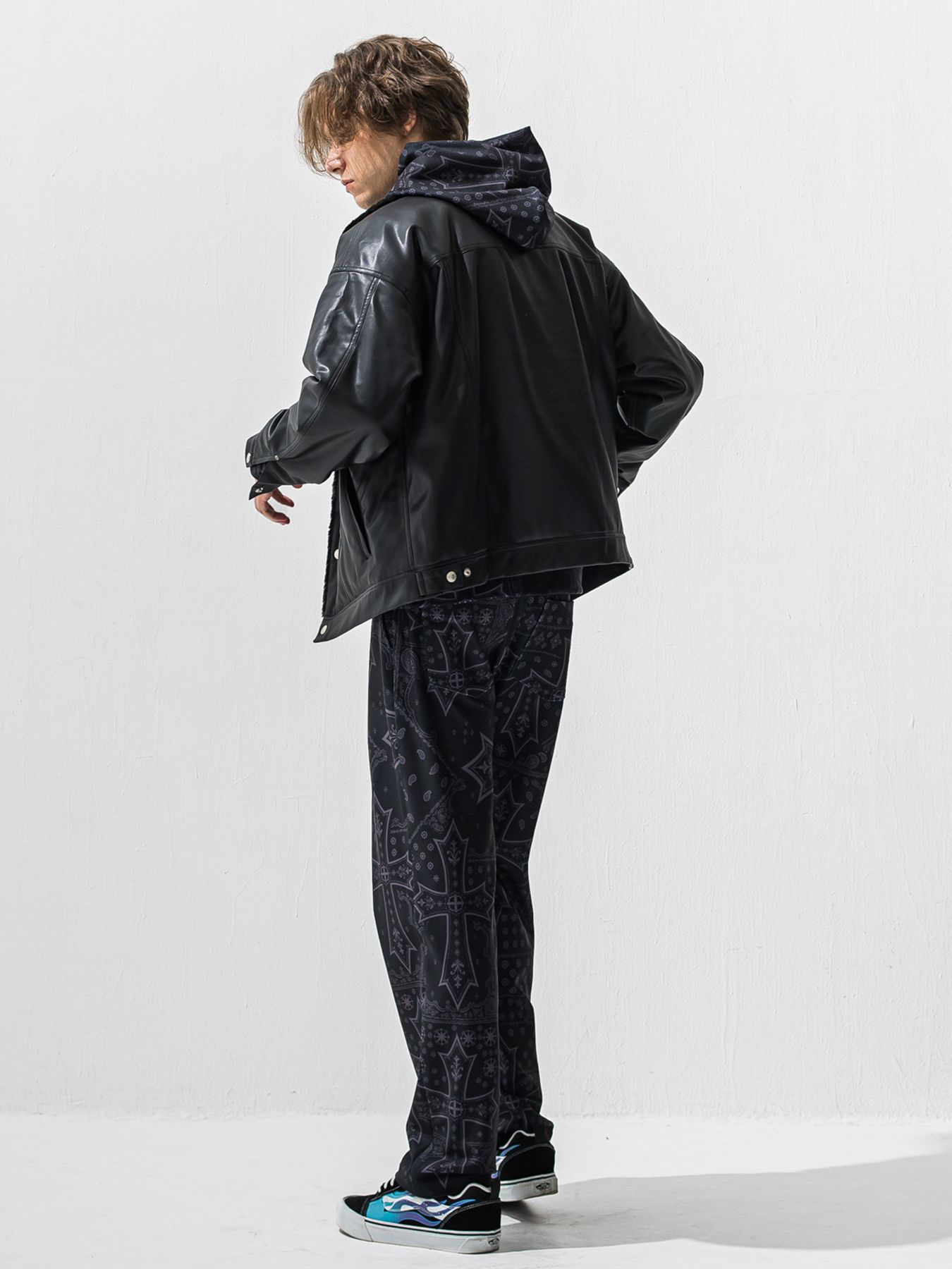 【予約品 9月6日(日) 締切】OVER HOODIE / トリコット オーバーパーカー / クロスブラック