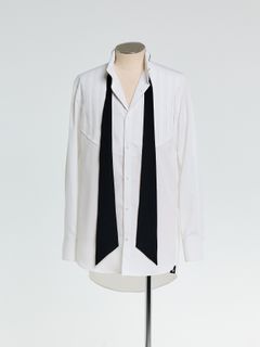 【予約品 10月26日(日) 締切】Pin Tuck Ribbon Shirt / ピンタックリボンシャツ / ホワイト