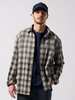 【予約品 4月19日(日) 18時締切】aging loose check shirt / エイジング ルーズ チェックシャツ / フェードブラック