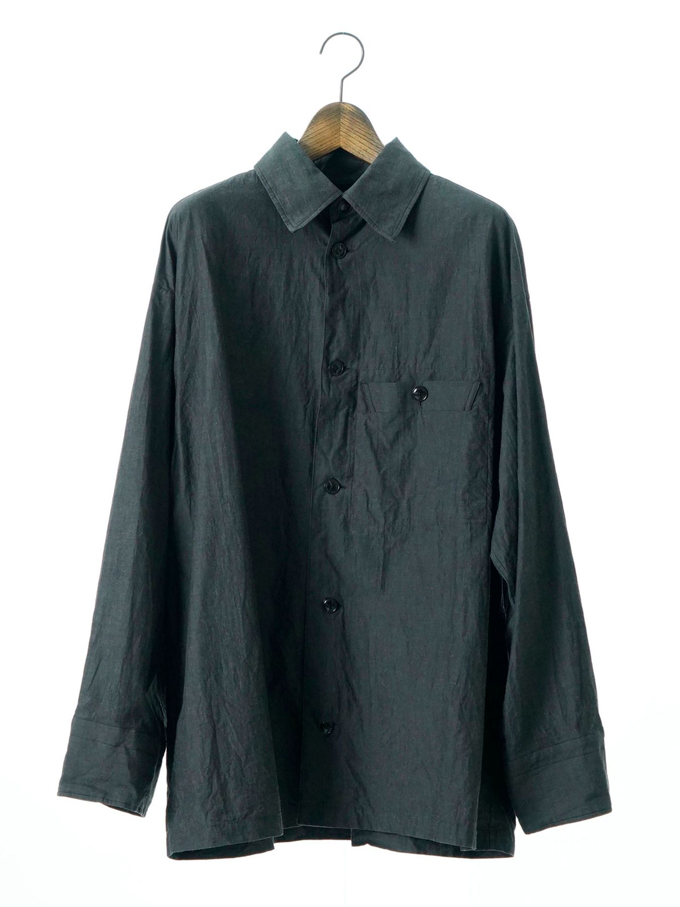 【予約品 5月7日(水)AM10時  締切】Wideline / コットンラミー ワイドシャツ / チャコール