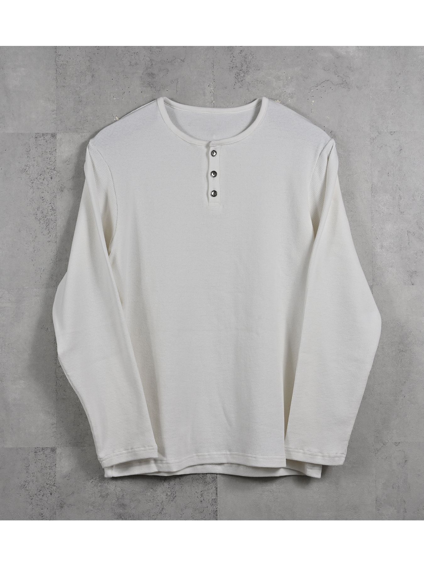 【予約品 11月16日(日) 締切】WAFFLE HENRY / ワッフルサーマル ヘンリーネック / ホワイト