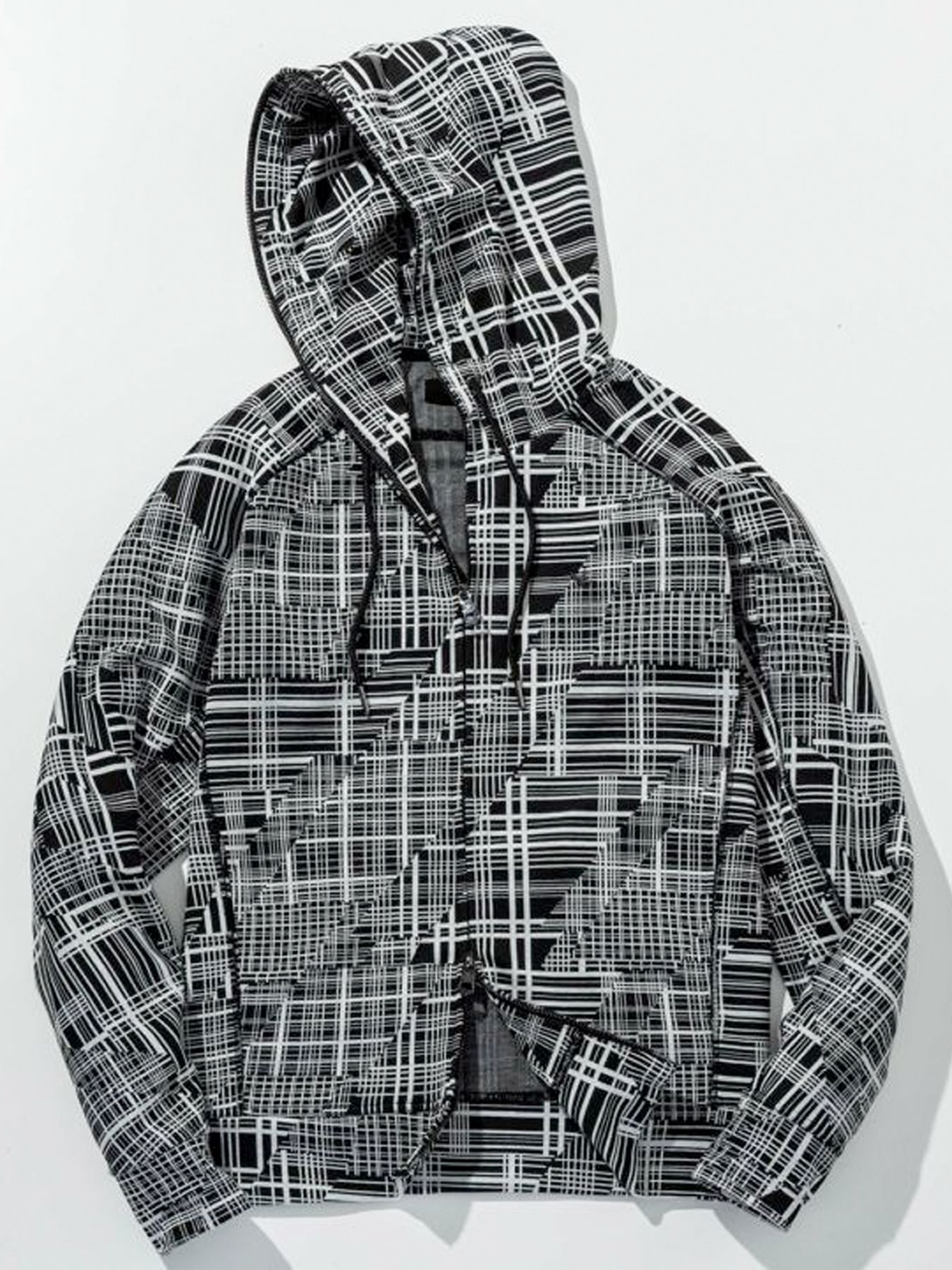 ジオメトリックジップアップパーカー / ブラック