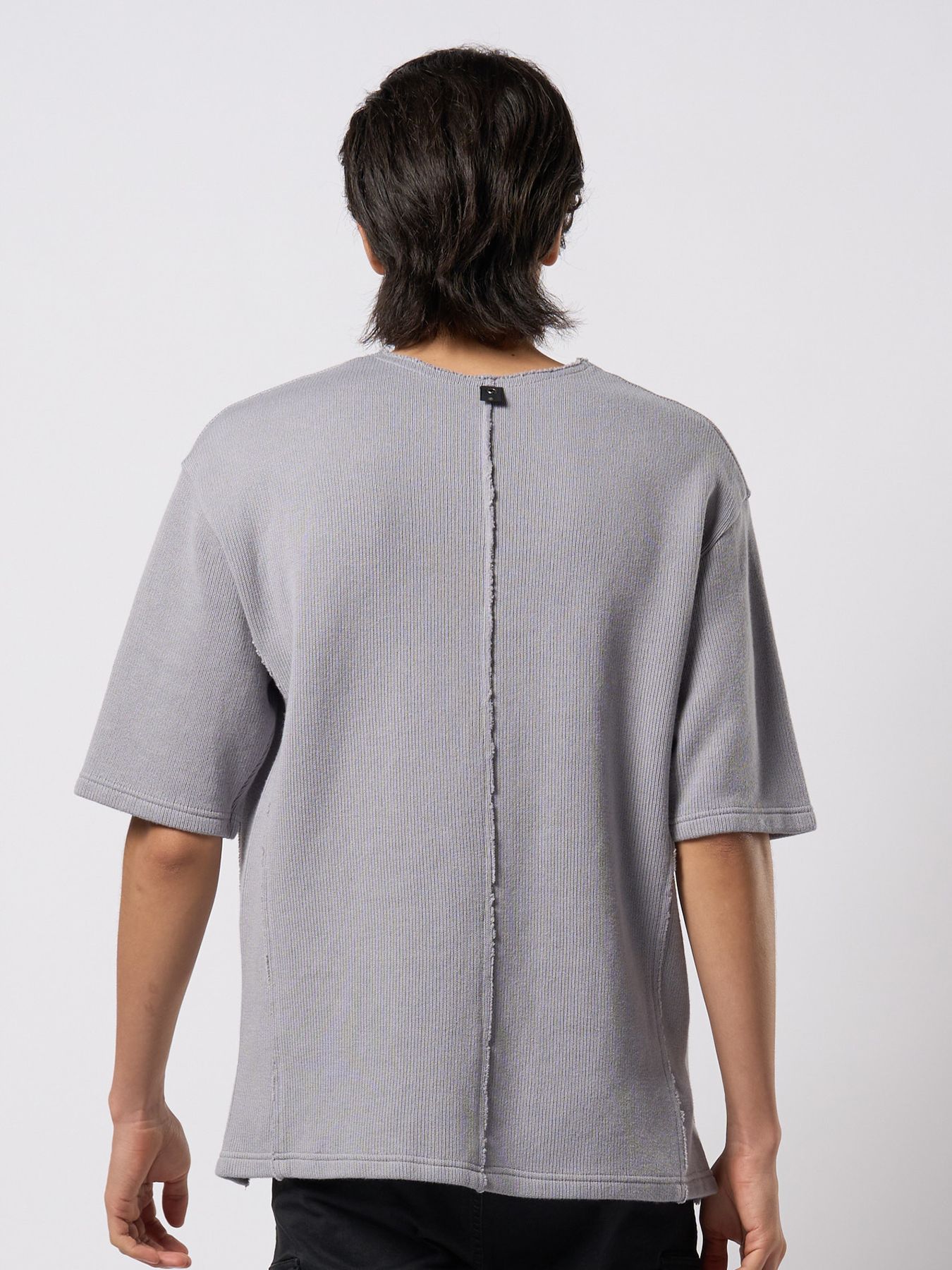 【予約品 9月23日(火) 締切】quarter-knit key neck H/S / クォーターニット キーネック ハーフスリーブ / グレー