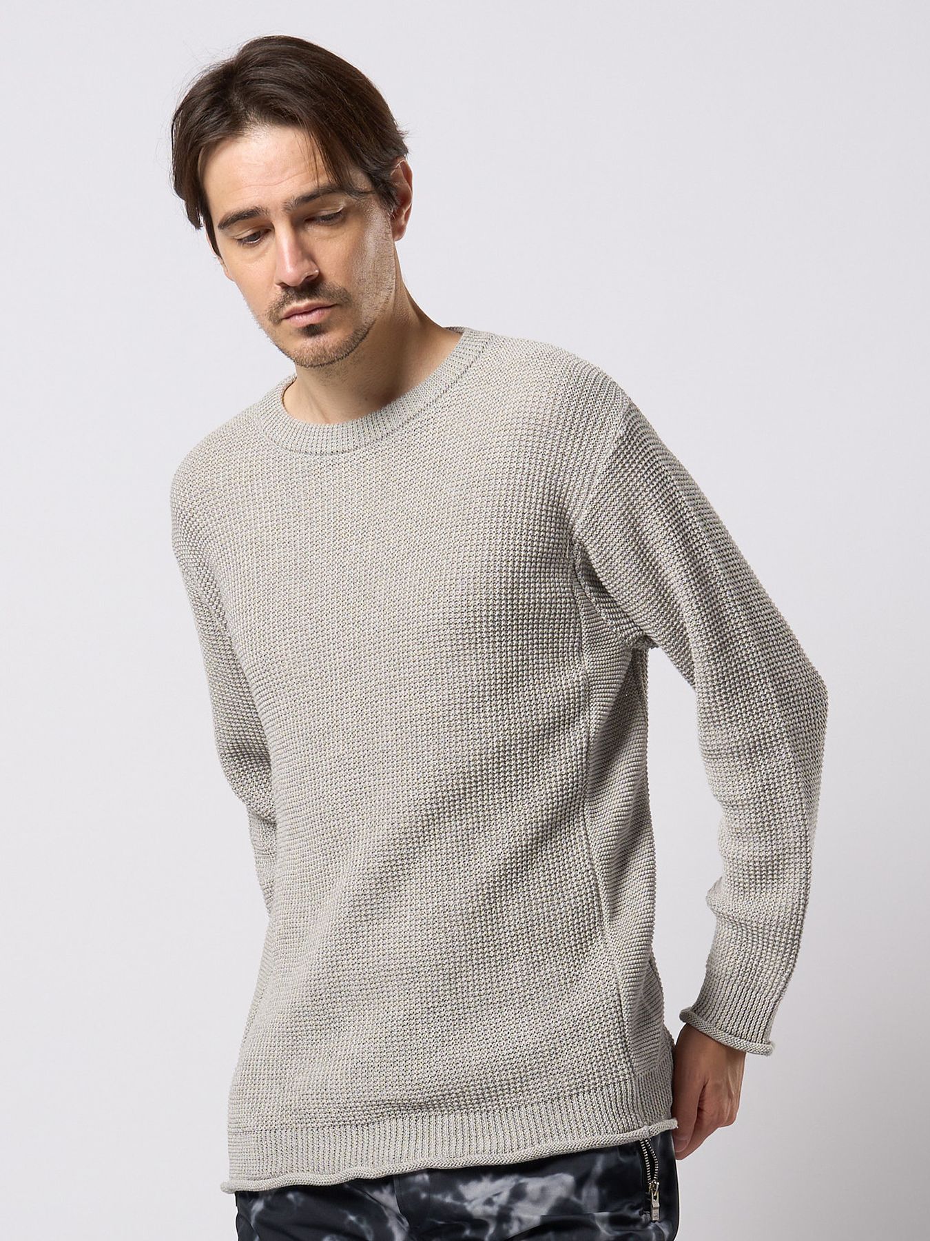 【予約品 9月23日(火) 締切】GIMA crew summer knit / 擬麻クルーサマーニット / ライトグレー