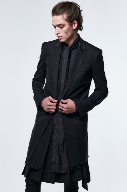 《予約品》スタッズ NailStudsCollarLongJacket / ブラック 【kiryuyrik】 2023年3月以降入荷予定