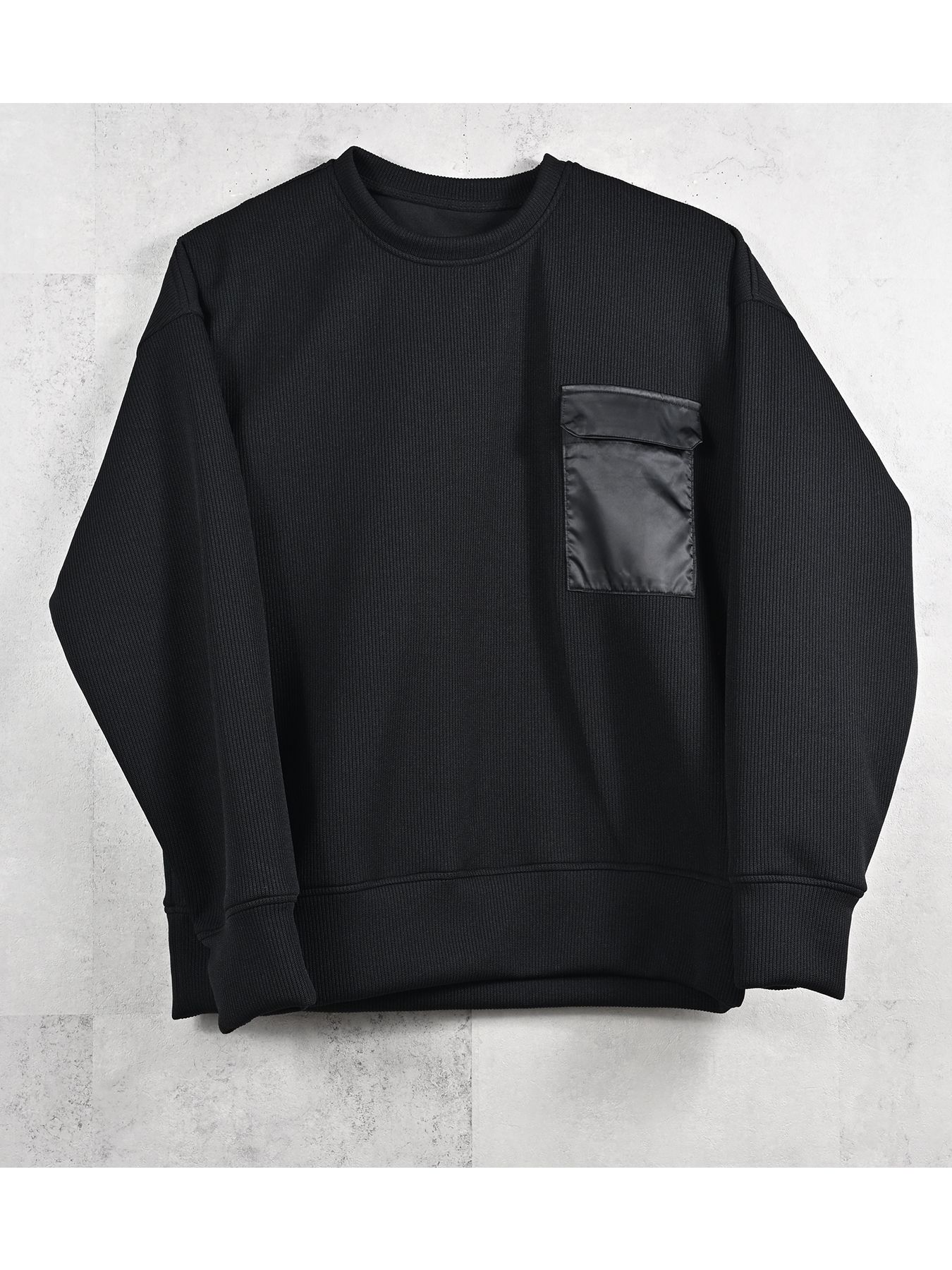 【予約品 11月16日(日) 締切】AZE MILITARY DROP TRAINER / 畔編みニット トレーナー / ブラック