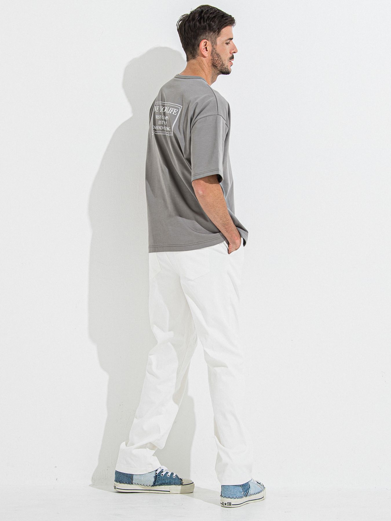 DENIM JERSEY WIDE PT / デニムジャージワイドパンツ / ホワイト