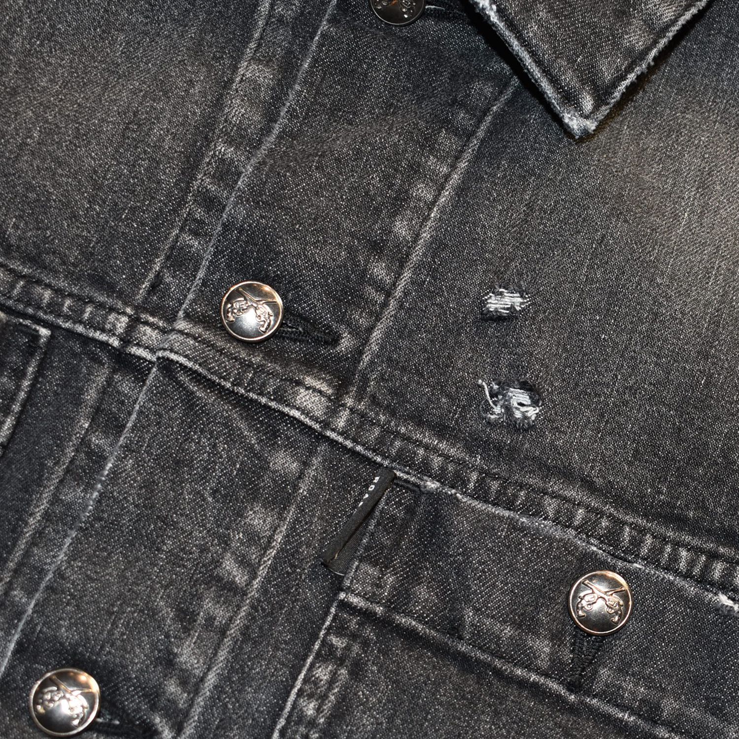 《予約品3月27日 23時55分締め》 DENIM JKT DAMAGE / ダメージデニムジャケット / ブラック  【roarguns 】8月中入荷予定
