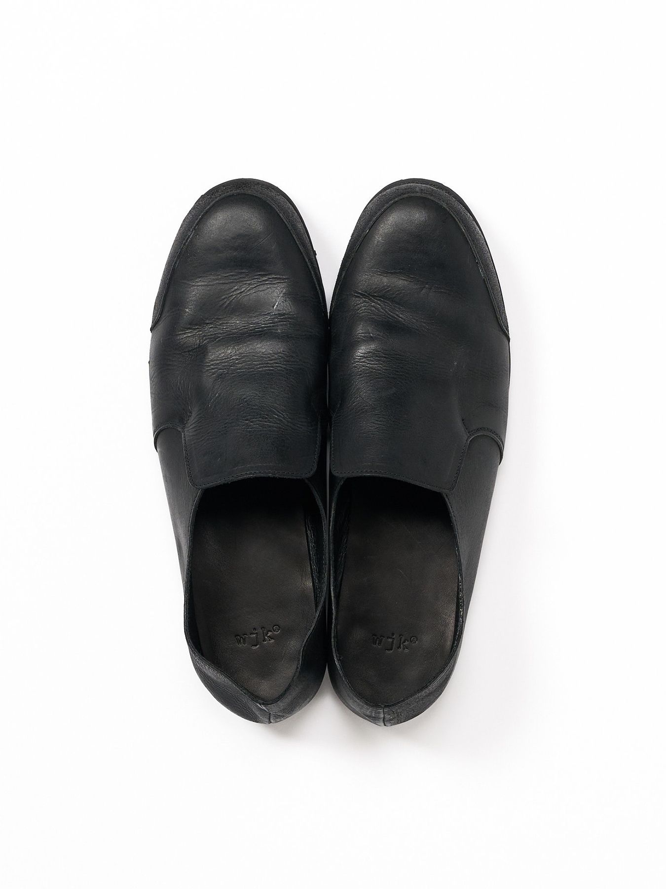 【予約品 4月19日(日) 18時締切】combination slip-on shoes / カーフレザー コンビネーション スリッポン シューズ / ブラック